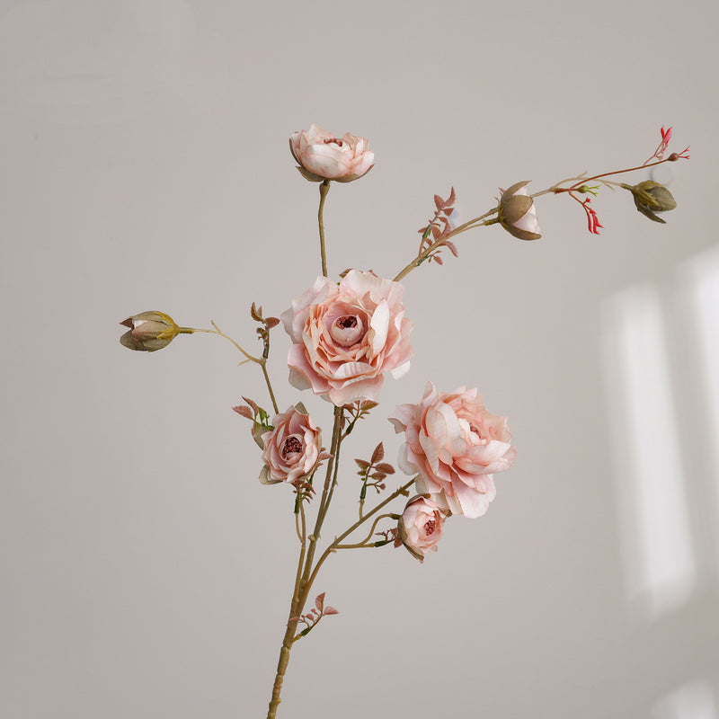 35" Artificial Autumn Ranunculus Stem, Single Stem with 8 Blooms, Floral Arrangement for Vases, Home Decor, Weddings & Events