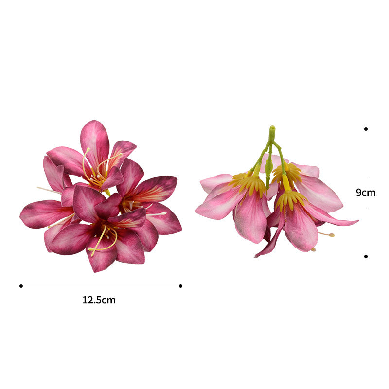 Artificial Redbud Silk Flowers, 3-Pack Clusters with 4 Blooms Each (5" Tall), DIY Wedding Bouquets, Gift Box Decor, Home Centerpieces