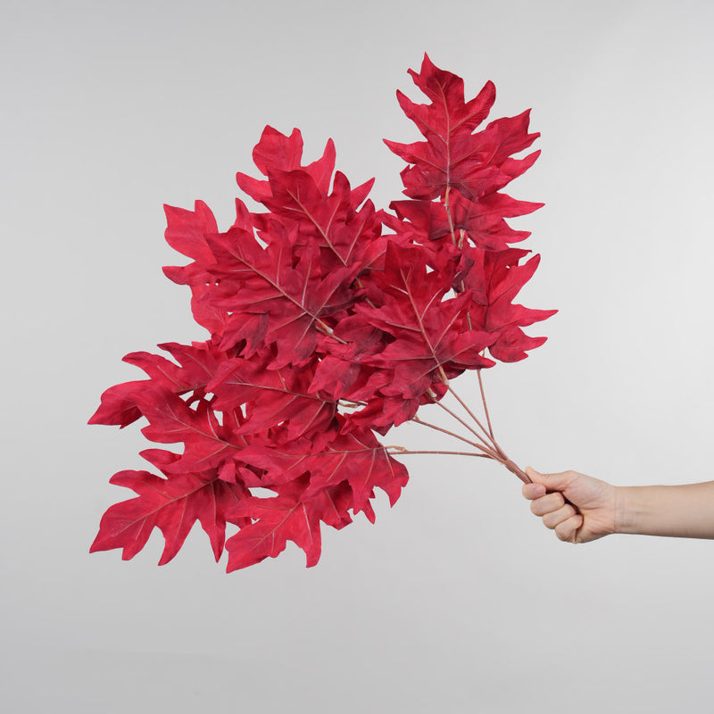 Artificial Oak Leaf Bush, 23" Long, Modern Style, Red Blue Purple, Wedding Home Decor, Indoor Use