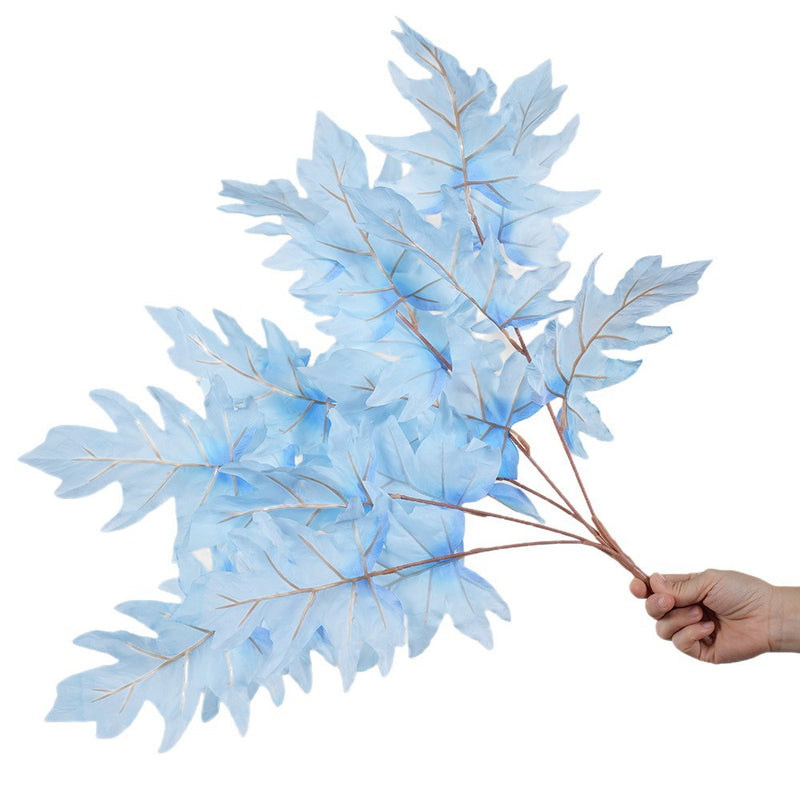 Artificial Oak Leaf Bush, 23" Long, Modern Style, Red Blue Purple, Wedding Home Decor, Indoor Use