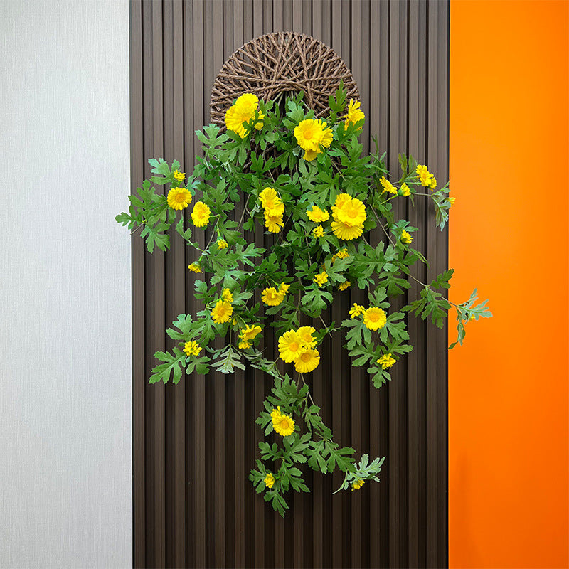 Artificial Daisy Vine Garland with Base, 31" Long, Farmhouse Style Indoor Hanging Plant, Perfect for Home Decor, Weddings, and Events