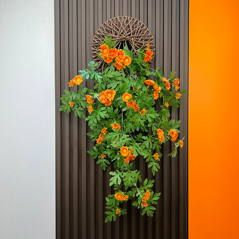 Artificial Daisy Vine Garland with Base, 31" Long, Farmhouse Style Indoor Hanging Plant, Perfect for Home Decor, Weddings, and Events