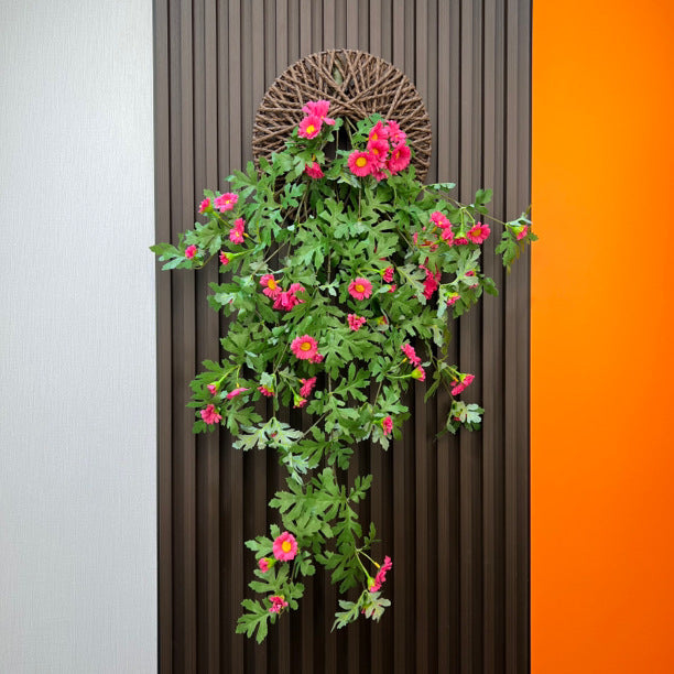 Artificial Daisy Vine Garland with Base, 31" Long, Farmhouse Style Indoor Hanging Plant, Perfect for Home Decor, Weddings, and Events