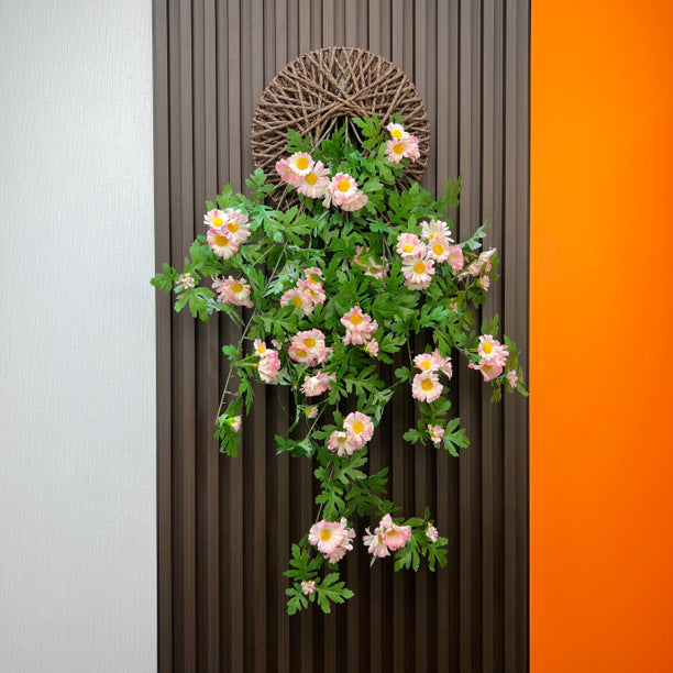 Artificial Daisy Vine Garland with Base, 31" Long, Farmhouse Style Indoor Hanging Plant, Perfect for Home Decor, Weddings, and Events