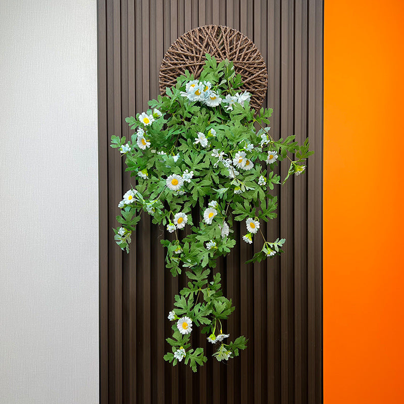 Artificial Daisy Vine Garland with Base, 31" Long, Farmhouse Style Indoor Hanging Plant, Perfect for Home Decor, Weddings, and Events