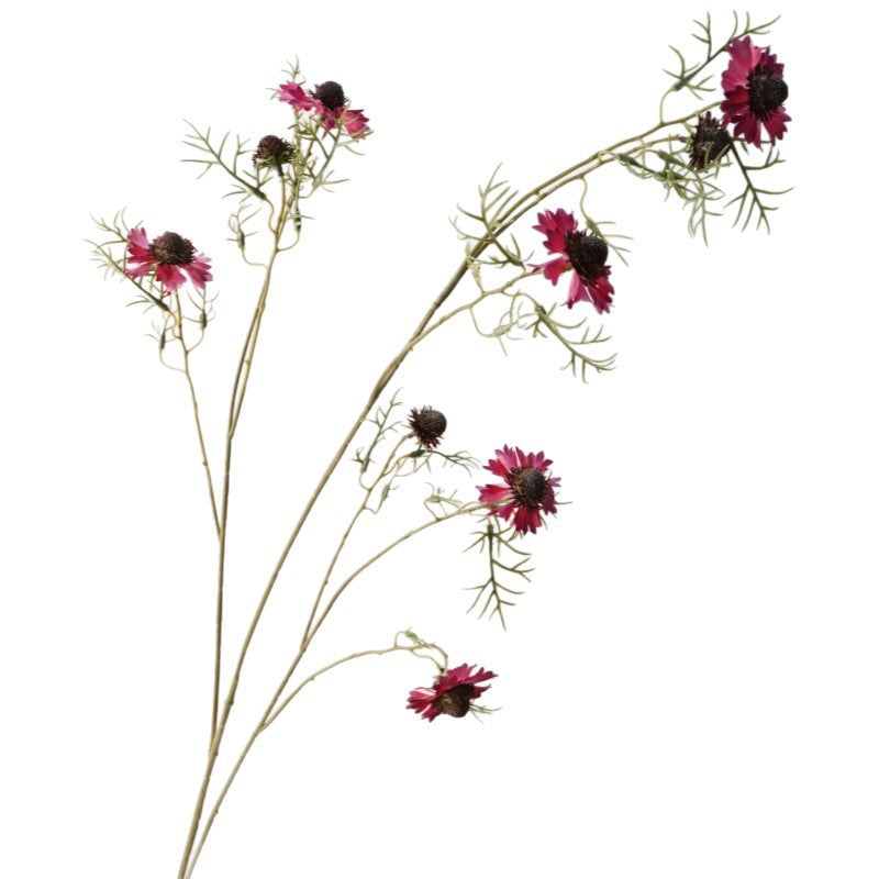 Artificial Cosmos Flower Bush, Rustic Farmhouse Style, 46" Tall, Silk Material, Wedding & Home Decor, Allergy Safe