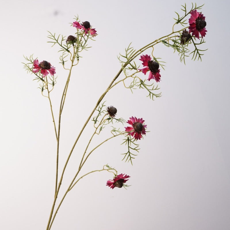 Artificial Cosmos Flower Bush, Rustic Farmhouse Style, 46" Tall, Silk Material, Wedding & Home Decor, Allergy Safe