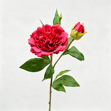 Artificial Peony Stem, Single Stem with 2 Blooms, 26" Height, Realistic Peony Flower for Home Decor, Wedding Arrangements, Table Centerpieces