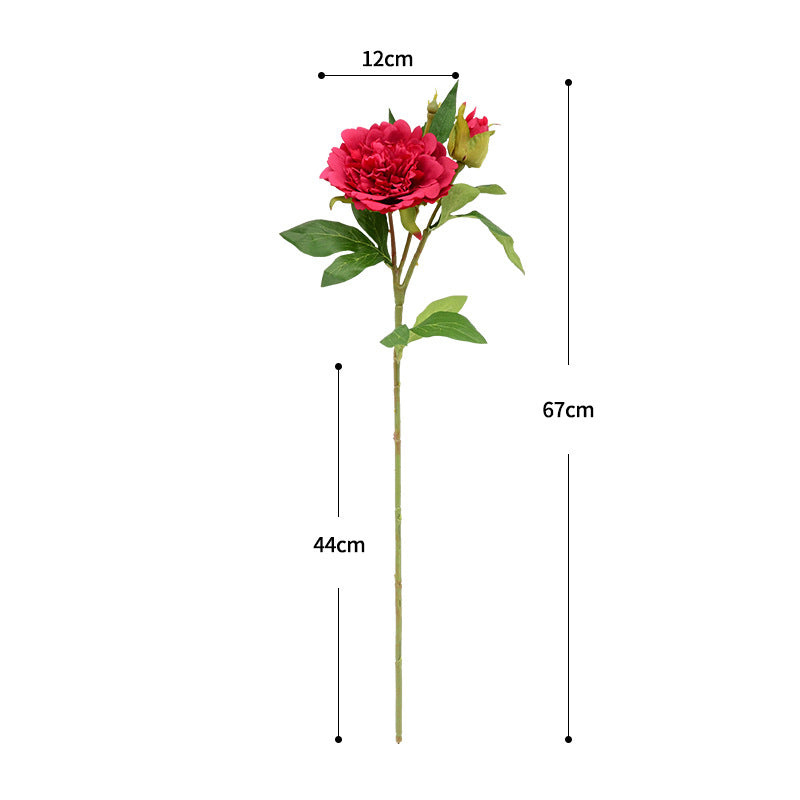 Artificial Peony Stem, Single Stem with 2 Blooms, 26" Height, Realistic Peony Flower for Home Decor, Wedding Arrangements, Table Centerpieces