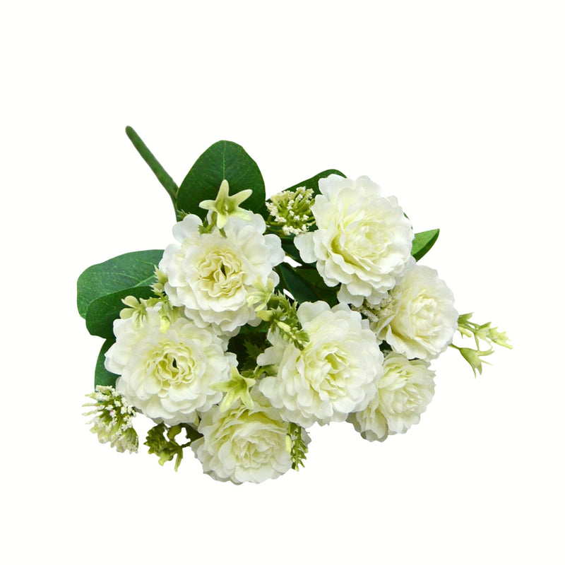 Artificial Peony Bouquet, 13" Tall, 7 Blooms, Wedding & Home Decor, Allergy & Pet Safe
