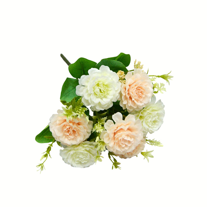 Artificial Peony Bouquet, 13" Tall, 7 Blooms, Wedding & Home Decor, Allergy & Pet Safe