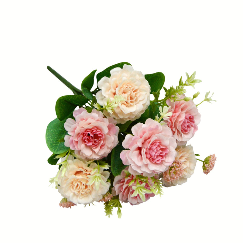 Artificial Peony Bouquet, 13" Tall, 7 Blooms, Wedding & Home Decor, Allergy & Pet Safe