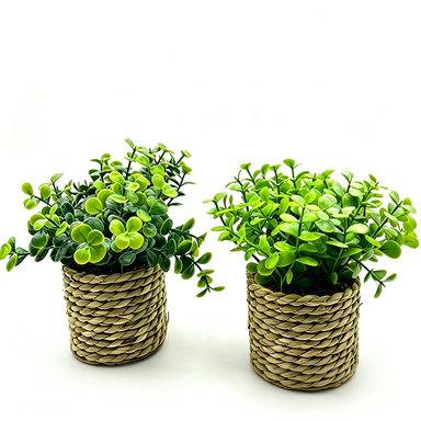 Artificial Potted Plant, 6" Tall, Mixed Material, Perfect for Home, Office, and Commercial Decor