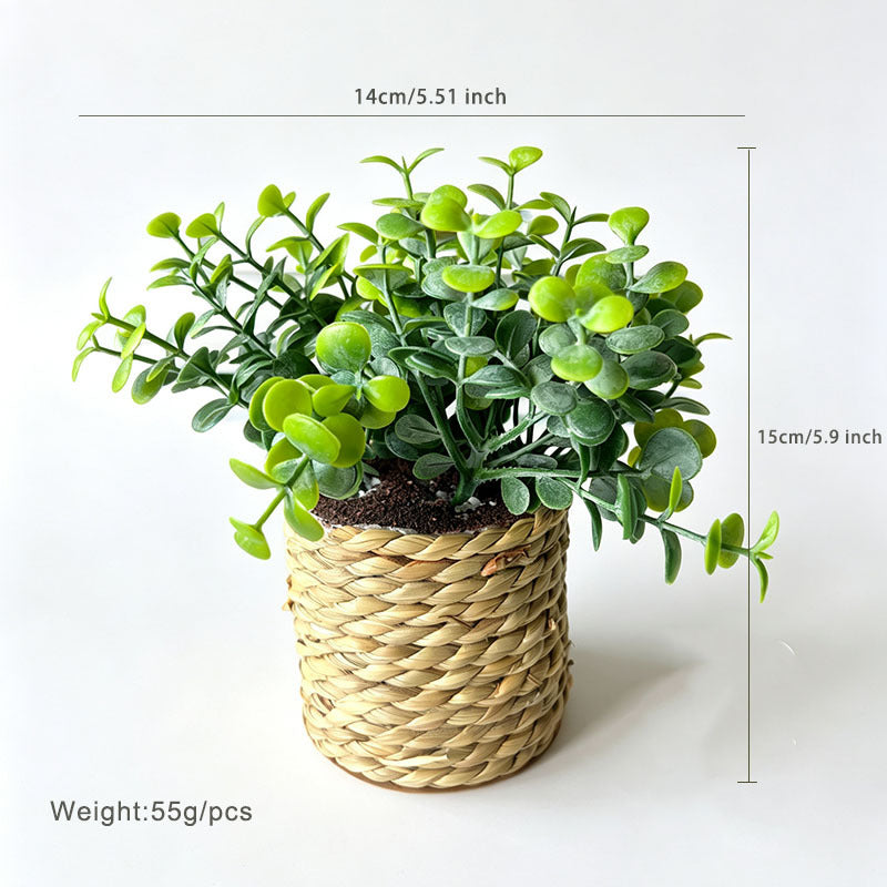 Artificial Potted Plant, 6" Tall, Mixed Material, Perfect for Home, Office, and Commercial Decor