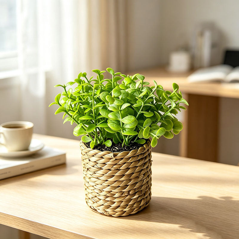 Artificial Potted Plant, 6" Tall, Mixed Material, Perfect for Home, Office, and Commercial Decor