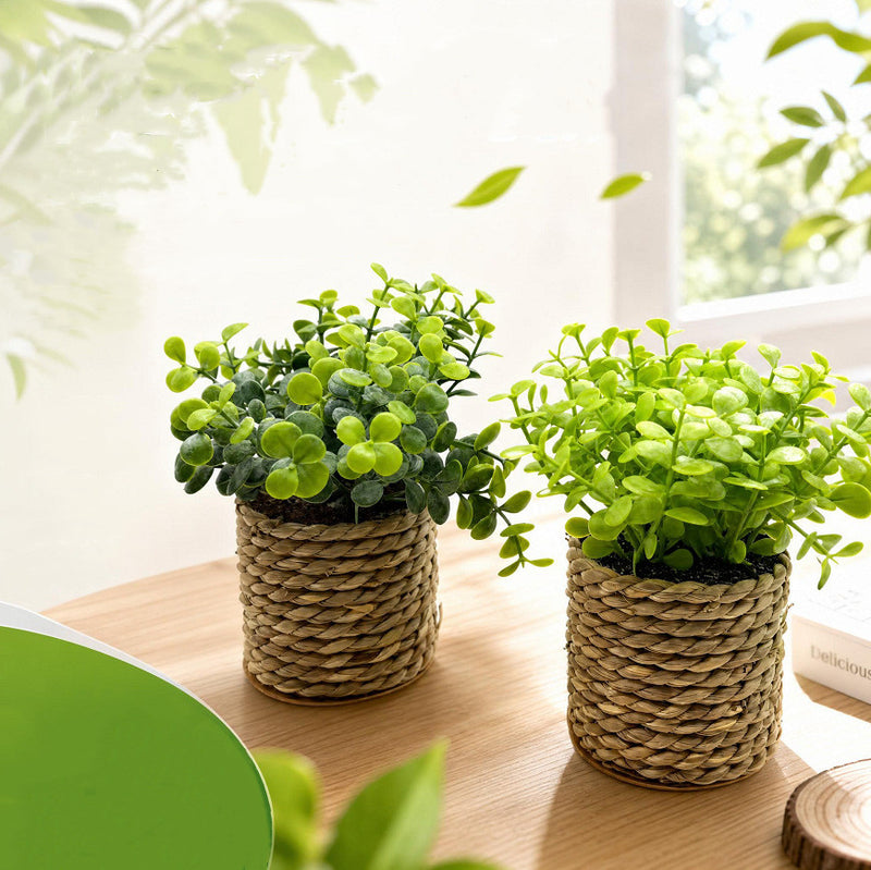 Artificial Potted Plant, 6" Tall, Mixed Material, Perfect for Home, Office, and Commercial Decor