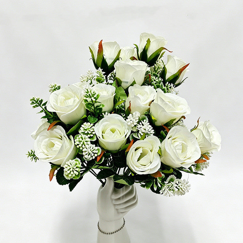 Artificial Rose Bush, 6-Bloom Xishi Rose Spray, 13" Floral Stems for Home Decor, Wedding Centerpieces & Commercial Displays