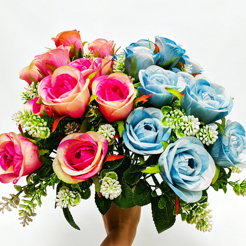 Artificial Rose Bush, 6-Bloom Xishi Rose Spray, 13" Floral Stems for Home Decor, Wedding Centerpieces & Commercial Displays