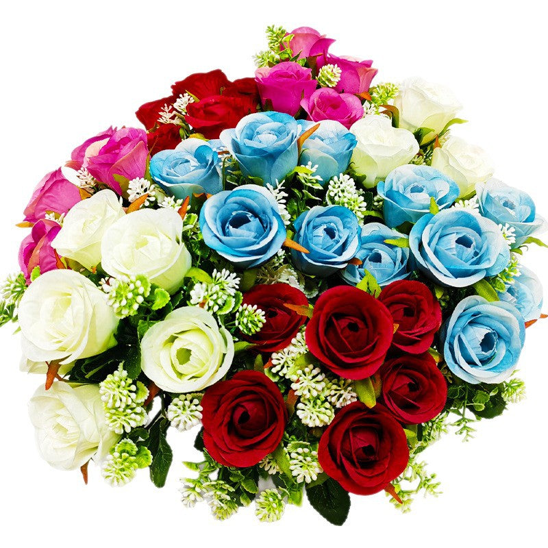 Artificial Rose Bush, 6-Bloom Xishi Rose Spray, 13" Floral Stems for Home Decor, Wedding Centerpieces & Commercial Displays
