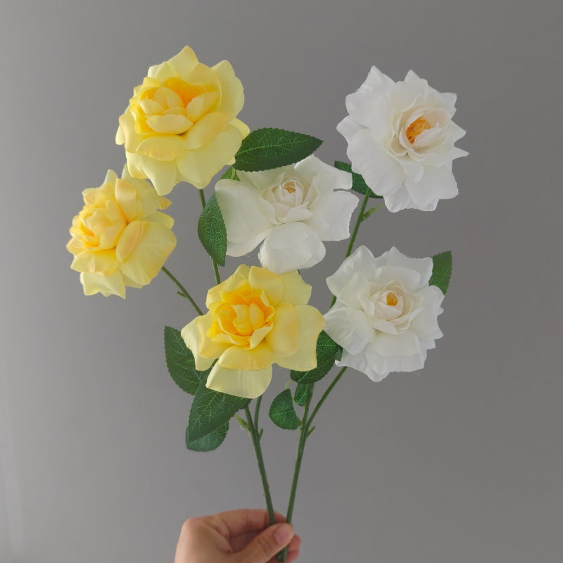 Artificial Peony Rose Bush with 3 Blooms, 24" Tall, Silk Wedding & Home Decor, Allergy & Pet Safe