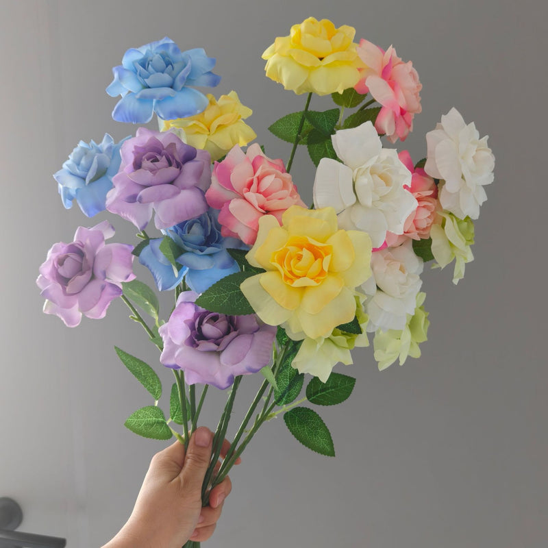 Artificial Peony Rose Bush with 3 Blooms, 24" Tall, Silk Wedding & Home Decor, Allergy & Pet Safe