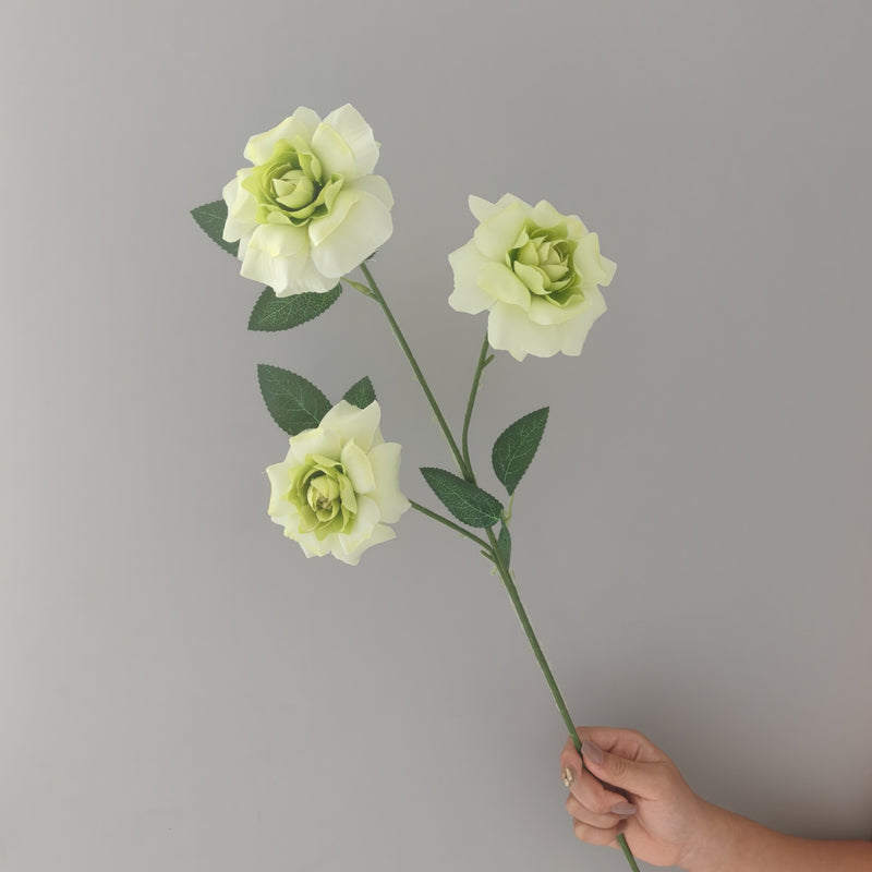 Artificial Peony Rose Bush with 3 Blooms, 24" Tall, Silk Wedding & Home Decor, Allergy & Pet Safe