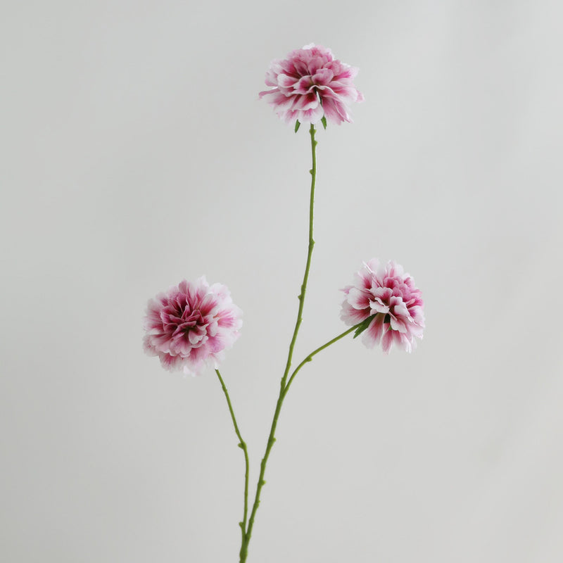 Artificial Scabiosa Silk Flowers, 3-Bloom Stem for Wedding Decor, Home Arrangements, 31" Tall, Allergy & Pet Safe, Zero Maintenance