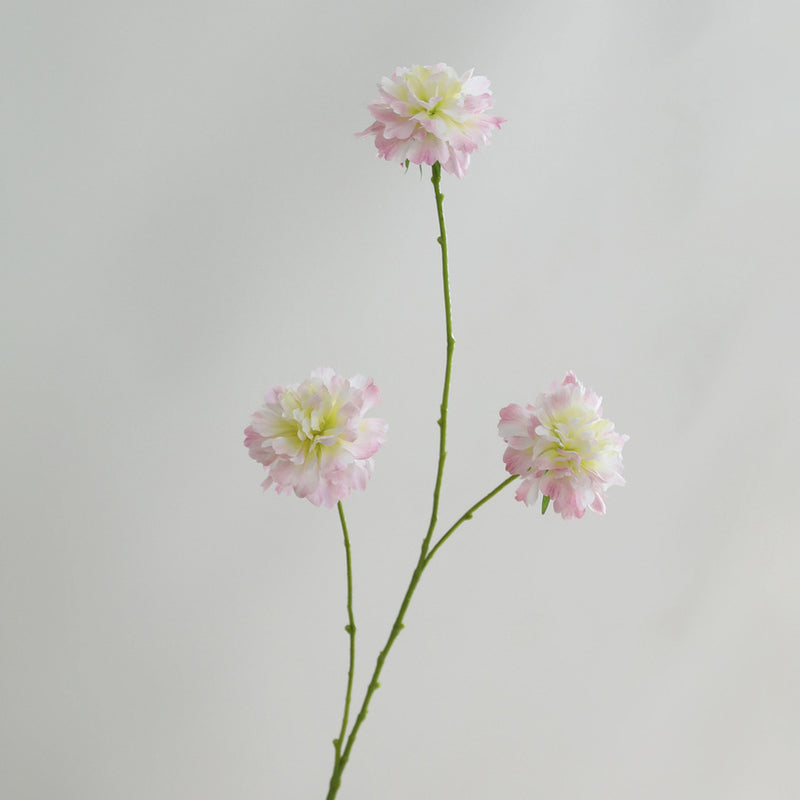 Artificial Scabiosa Silk Flowers, 3-Bloom Stem for Wedding Decor, Home Arrangements, 31" Tall, Allergy & Pet Safe, Zero Maintenance