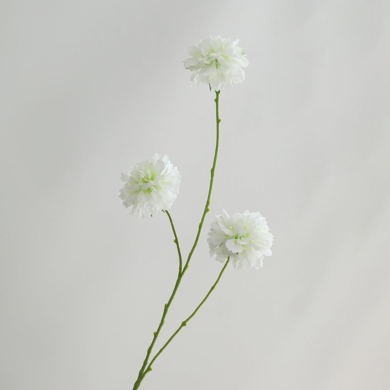 Artificial Scabiosa Silk Flowers, 3-Bloom Stem for Wedding Decor, Home Arrangements, 31" Tall, Allergy & Pet Safe, Zero Maintenance