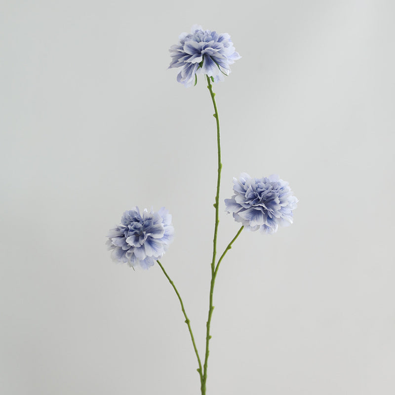 Artificial Scabiosa Silk Flowers, 3-Bloom Stem for Wedding Decor, Home Arrangements, 31" Tall, Allergy & Pet Safe, Zero Maintenance