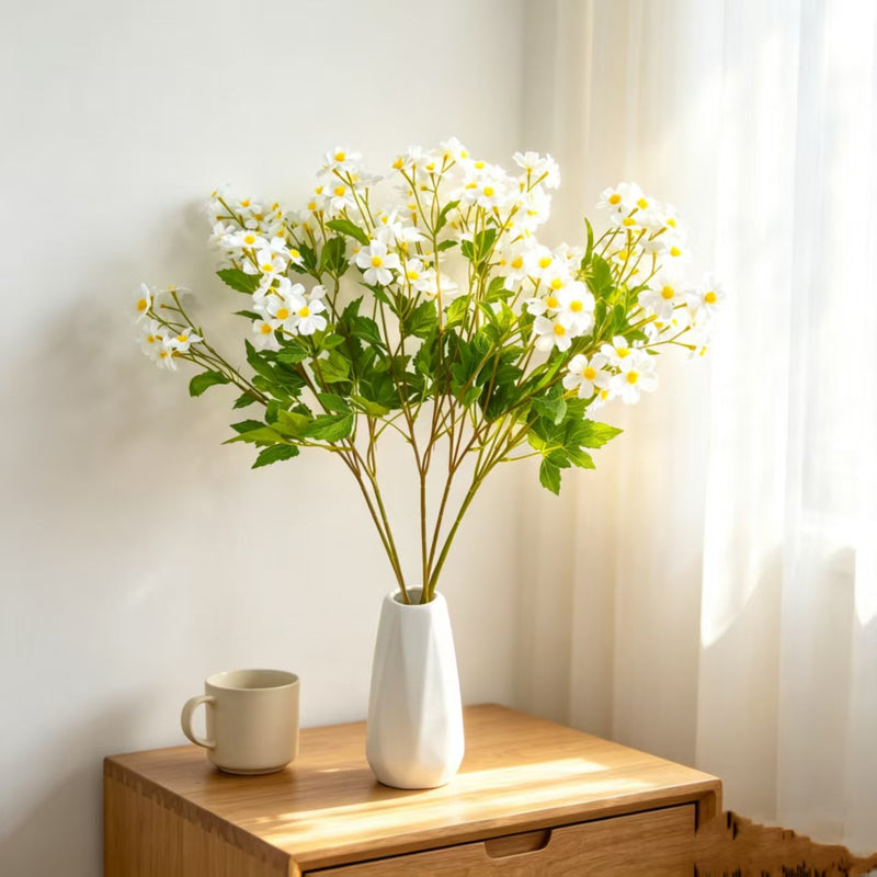 Artificial Chamomile Bush with 30 Blooms, 27" Tall, Silk Wedding Decor, DIY Floral Arrangements