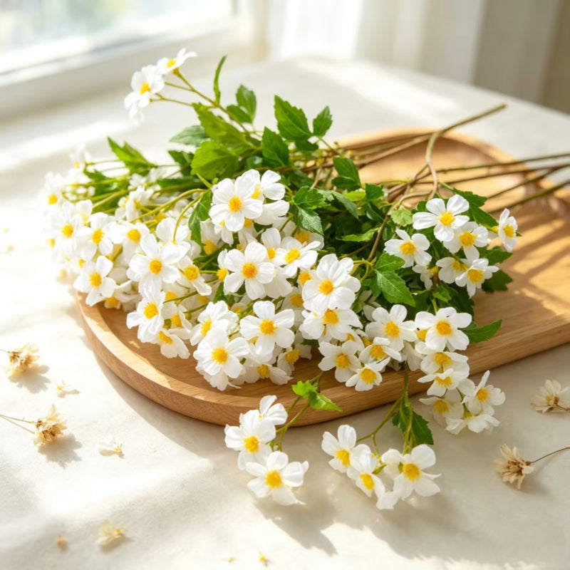 Artificial Chamomile Bush with 30 Blooms, 27" Tall, Silk Wedding Decor, DIY Floral Arrangements
