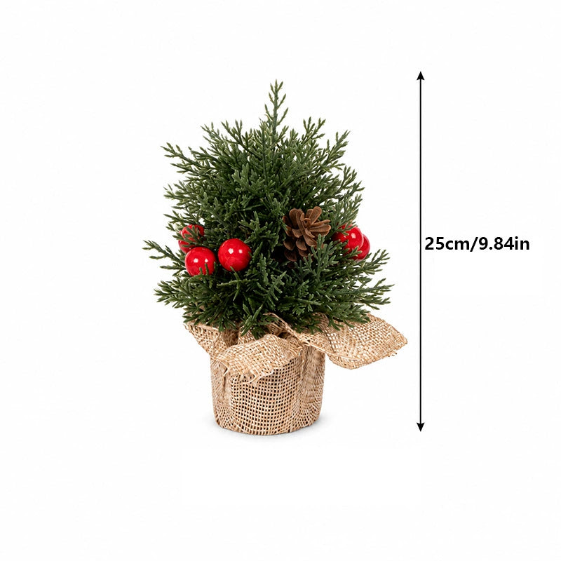 Mini Christmas Tree Decorations with Pine Cones, Set of 3 Sizes: 6", 8", 10", Perfect for Home, Office, and Holiday Party Decor