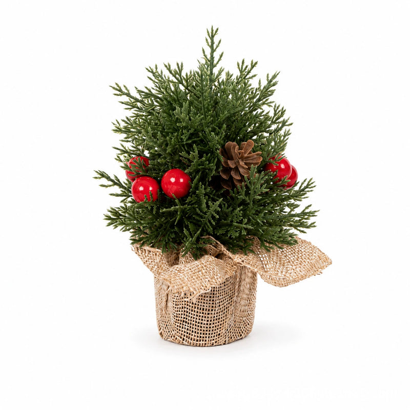 Mini Christmas Tree Decorations with Pine Cones, Set of 3 Sizes: 6", 8", 10", Perfect for Home, Office, and Holiday Party Decor