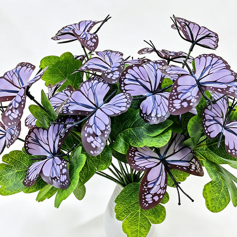 Artificial Butterfly Flower Stems, Light Luxury Style, 5-Pack, 11" Length, Perfect for Weddings, Home Decor & Events
