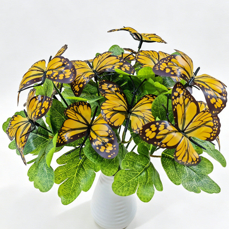 Artificial Butterfly Flower Stems, Light Luxury Style, 5-Pack, 11" Length, Perfect for Weddings, Home Decor & Events