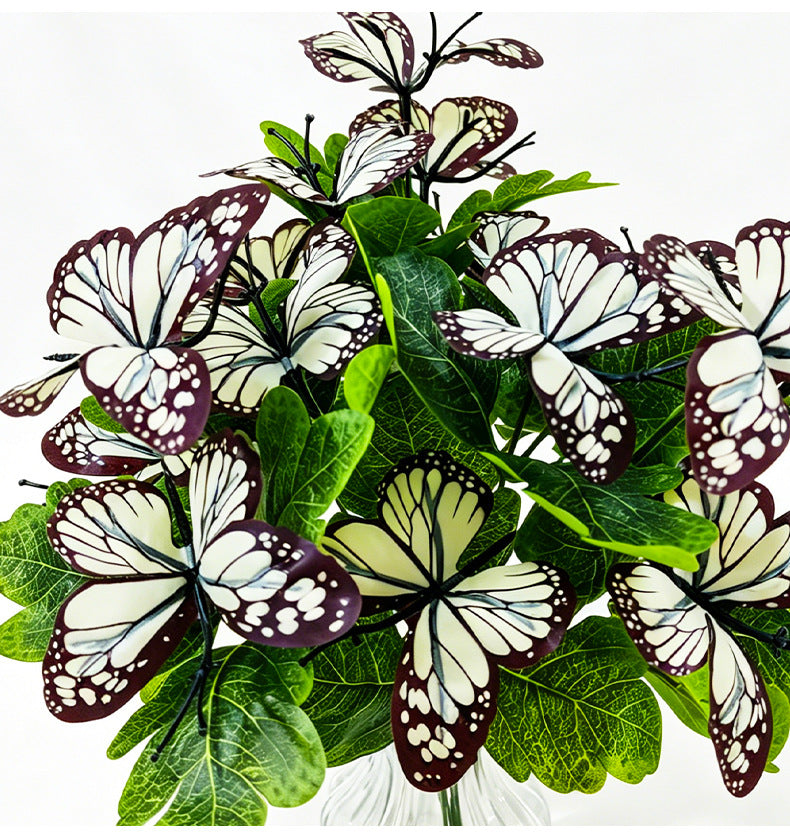 Artificial Butterfly Flower Stems, Light Luxury Style, 5-Pack, 11" Length, Perfect for Weddings, Home Decor & Events