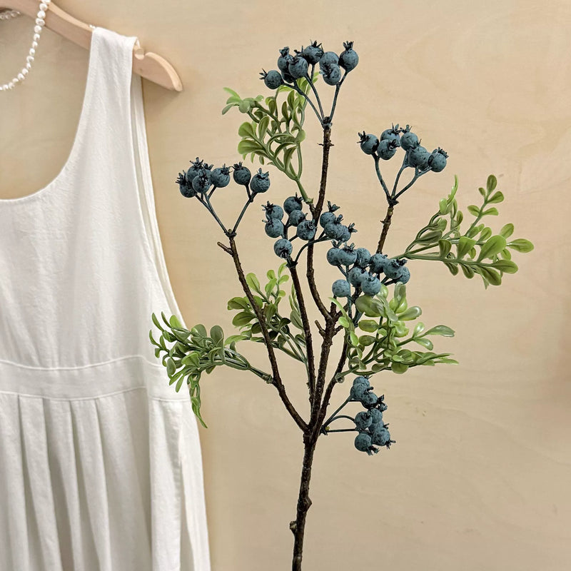 Artificial Blueberry Stem, 24" Single Stem Foam Berry Branch, Rustic Home Decor, Wedding & Event Styling, Indoor Display