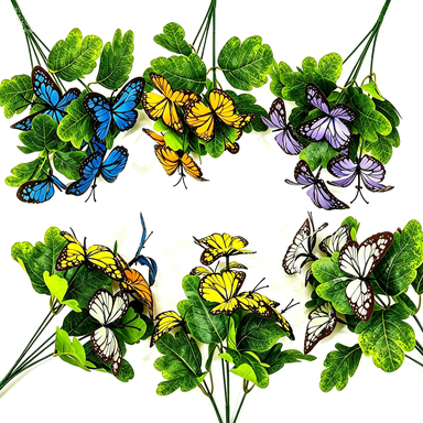 Artificial Butterfly Flower Stems, Light Luxury Style, 5-Pack, 11" Length, Perfect for Weddings, Home Decor & Events