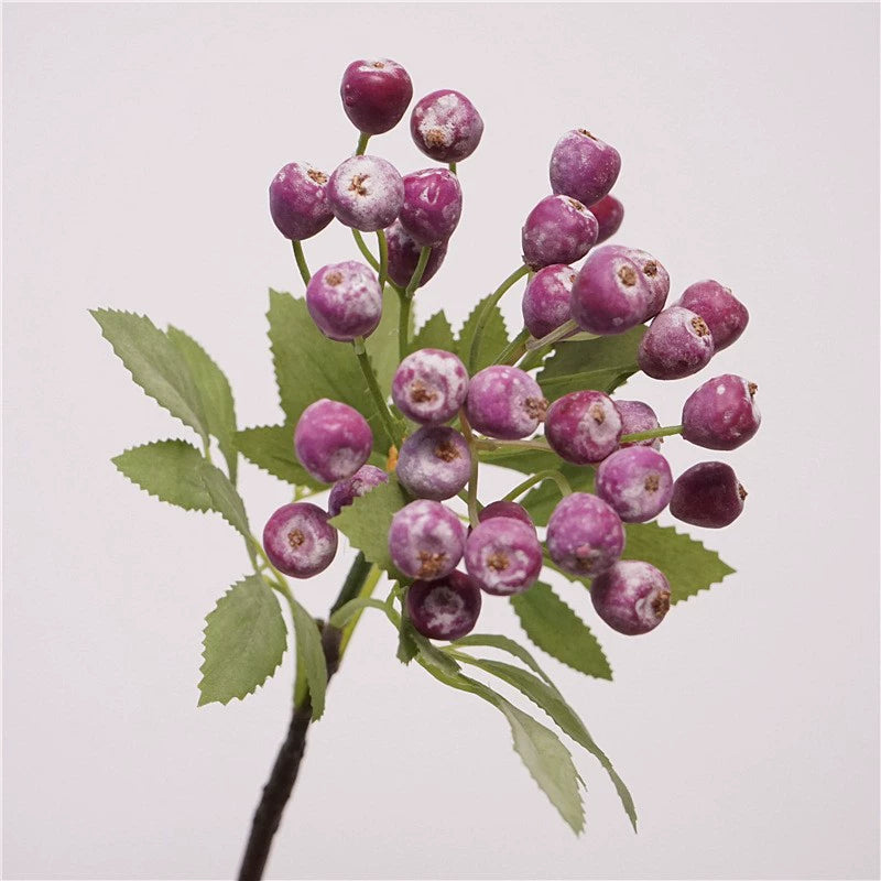 Artificial Blueberry Stem, Single Stem, 14" Height, Silk Material, Home Decor, Wedding, Seasonal Arrangements