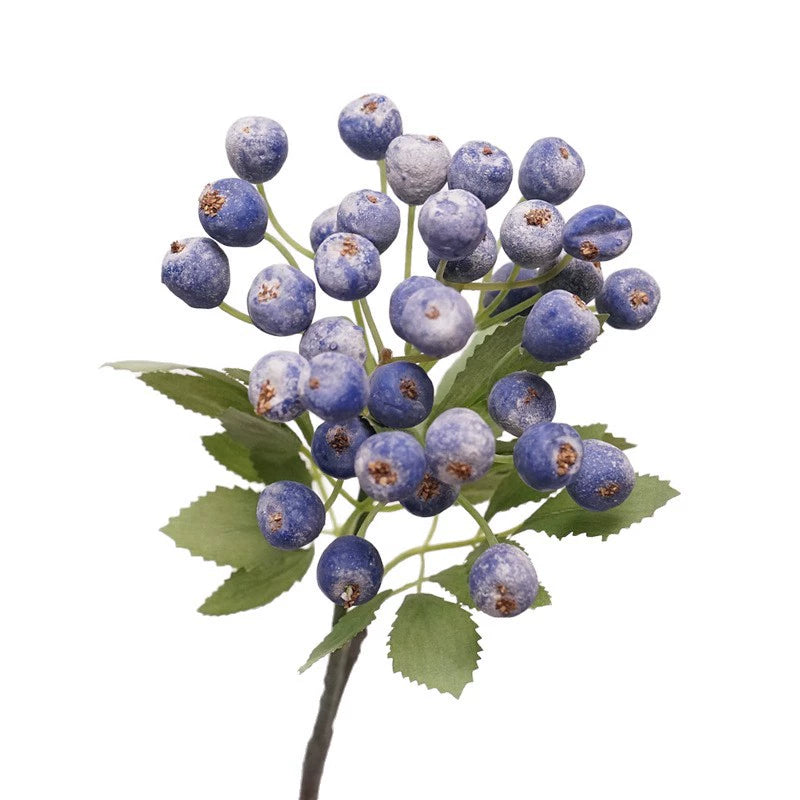 Artificial Blueberry Stem, Single Stem, 14" Height, Silk Material, Home Decor, Wedding, Seasonal Arrangements