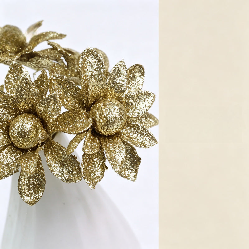 Artificial Wildflower Heads, Gold & Silver, 2", Pack of 60, DIY Wedding Decor, Home Styling, Craft Projects