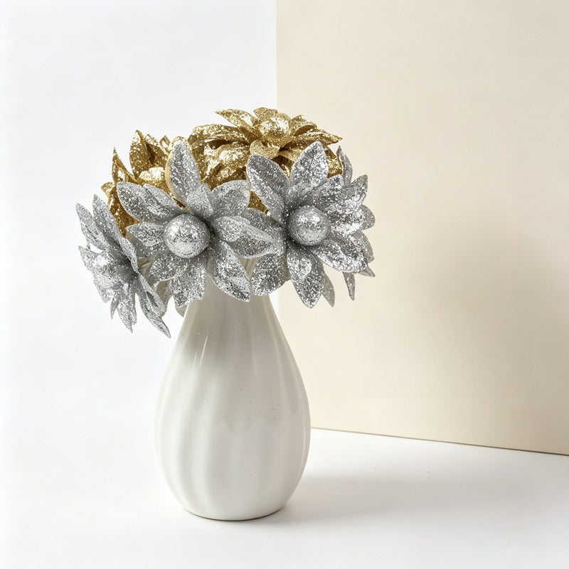 Artificial Wildflower Heads, Gold & Silver, 2", Pack of 60, DIY Wedding Decor, Home Styling, Craft Projects