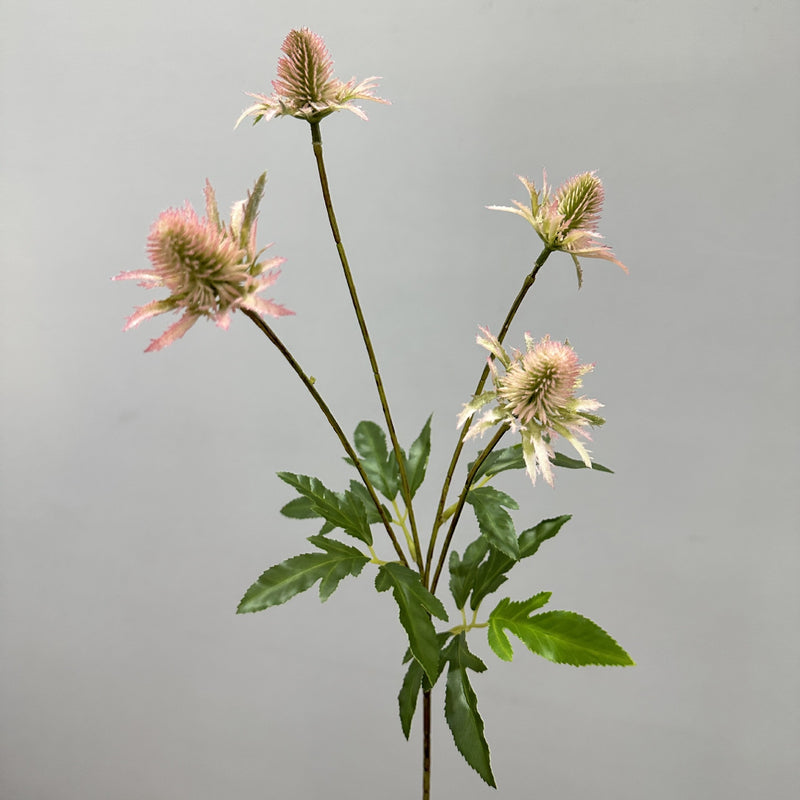 Artificial Eryngium Bush, 24" Tall, Modern Style Plastic Flowers for Weddings & Home Decor, Allergy & Pet Safe