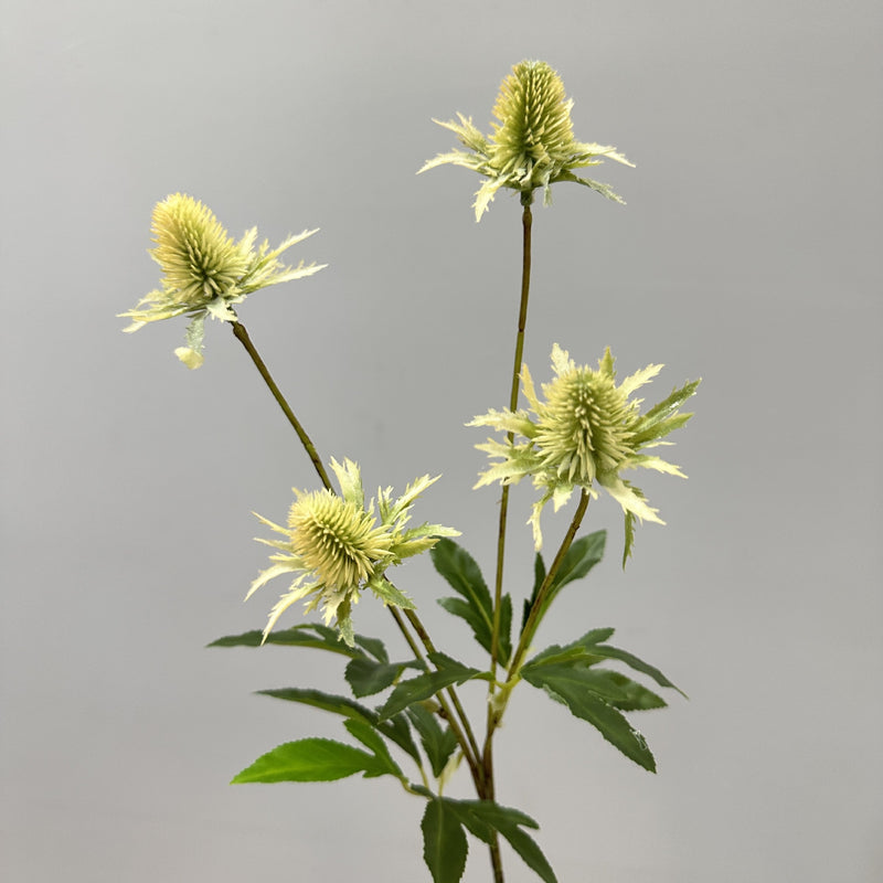 Artificial Eryngium Bush, 24" Tall, Modern Style Plastic Flowers for Weddings & Home Decor, Allergy & Pet Safe