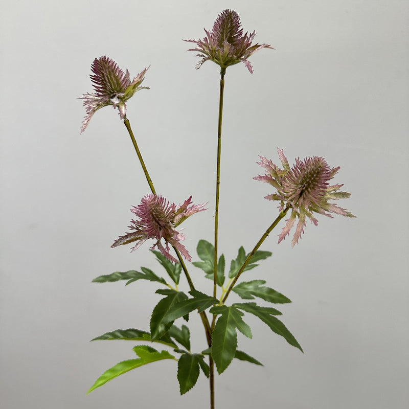 Artificial Eryngium Bush, 24" Tall, Modern Style Plastic Flowers for Weddings & Home Decor, Allergy & Pet Safe