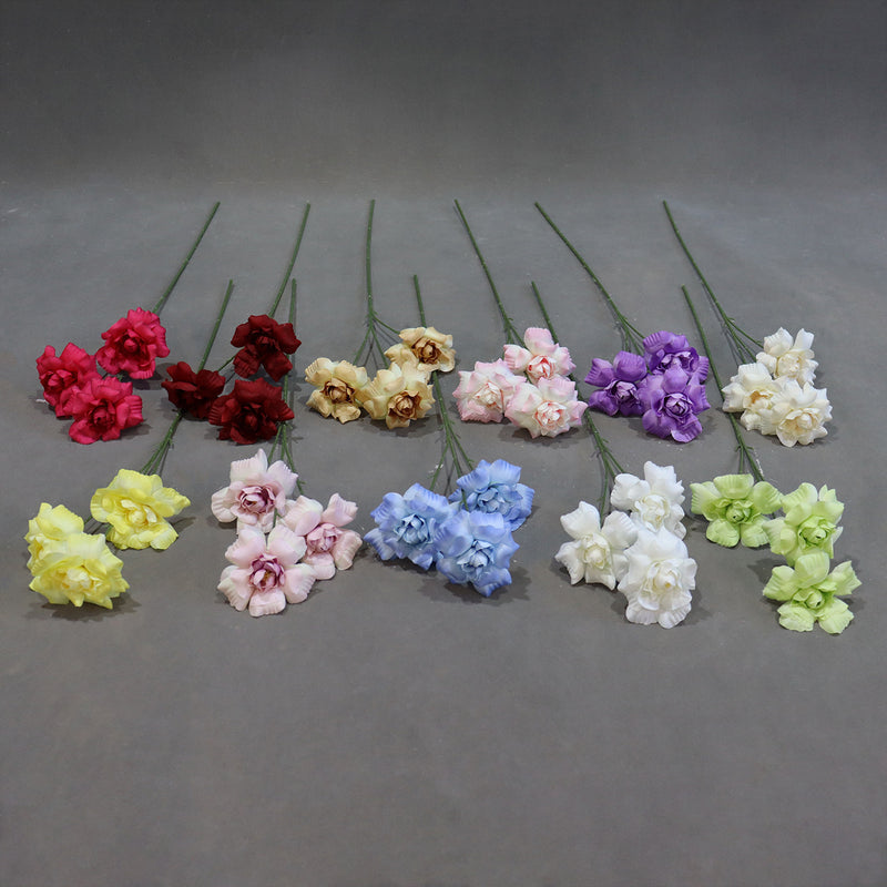 Artificial Flower Fairy's Kiss Bush, 24" Tall, Silk Wedding Aisle Decoration, 3 Blooms, Indoor Use