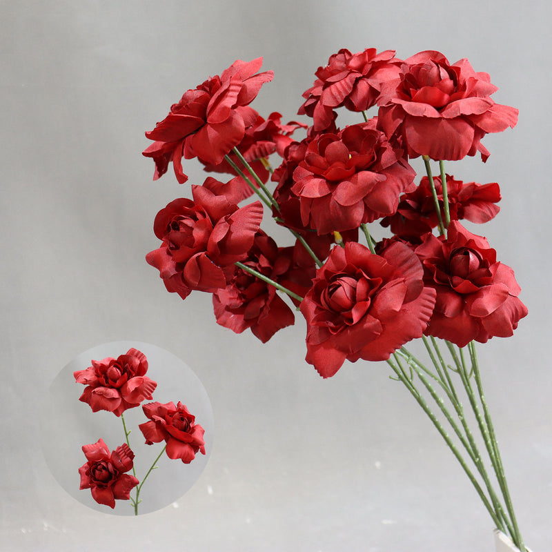 Artificial Flower Fairy's Kiss Bush, 24" Tall, Silk Wedding Aisle Decoration, 3 Blooms, Indoor Use