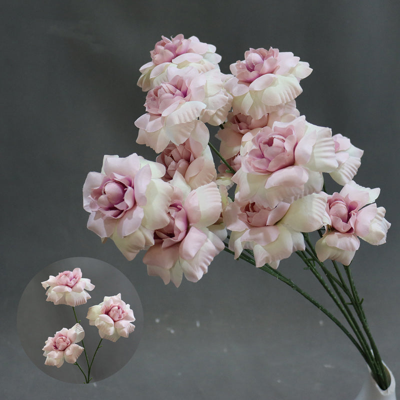 Artificial Flower Fairy's Kiss Bush, 24" Tall, Silk Wedding Aisle Decoration, 3 Blooms, Indoor Use