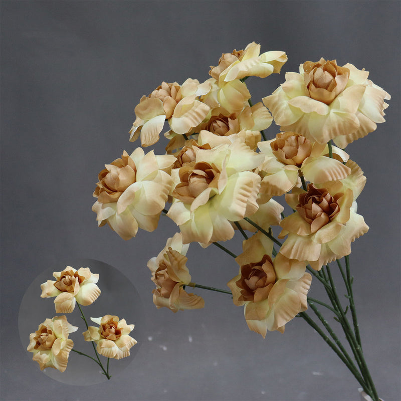 Artificial Flower Fairy's Kiss Bush, 24" Tall, Silk Wedding Aisle Decoration, 3 Blooms, Indoor Use